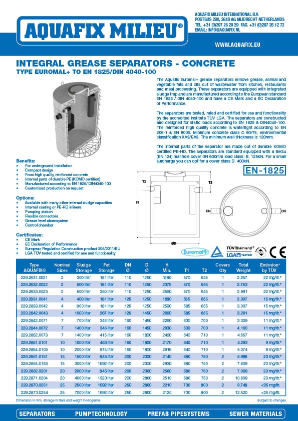 Integral grease separators - concrete
